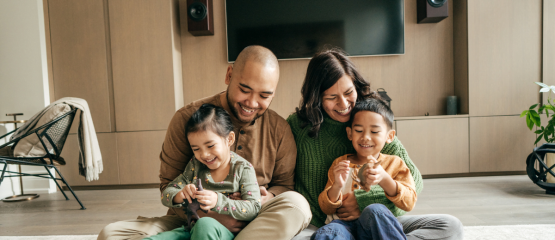 a family enjoying their rental property during winter because their property investor did the maintainence